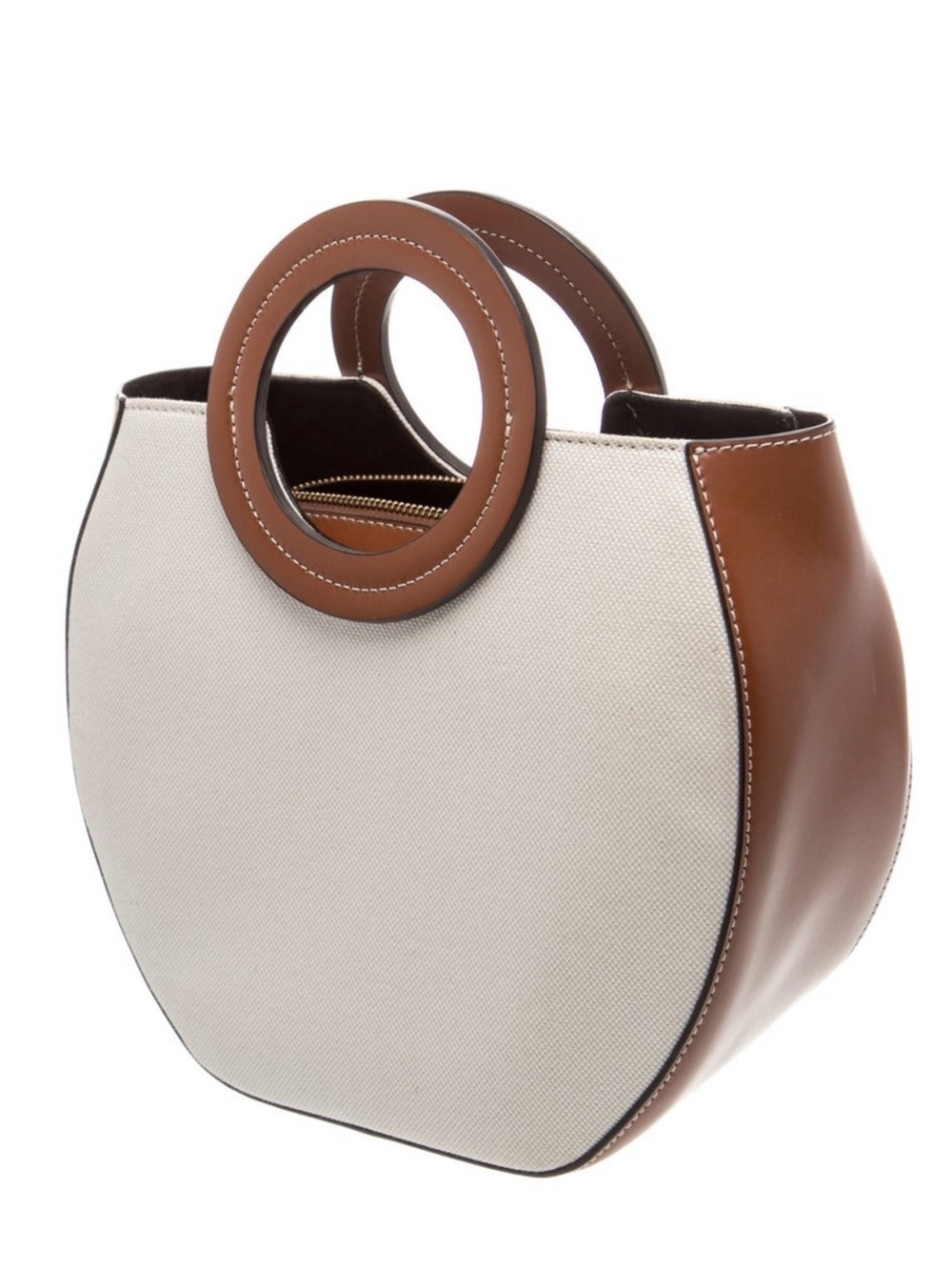 Staud White and Brown Top -Handle Tote with removable insert - Picture 2 of 5